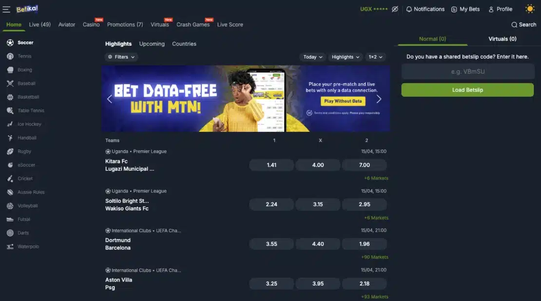 Betika sports betting markets